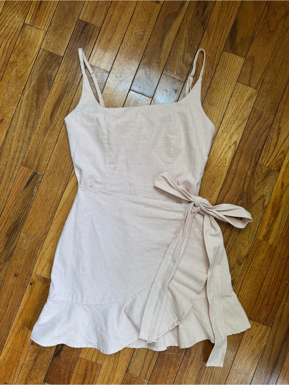 Princess Polly Light Blush Wrap Mini Dress with Bow Size 2 - Picture 2 of 9